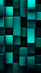 A sophisticated design of interlocking teal squares creating a 3D effect as a photography background created with Generative Ai