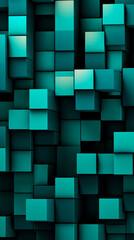 A sophisticated design of interlocking teal squares creating a 3D effect as a photography background created with Generative Ai