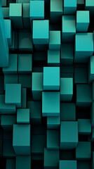 A sophisticated design of interlocking teal squares creating a 3D effect as a photography background created with Generative Ai