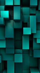 A sophisticated design of interlocking teal squares creating a 3D effect as a photography background created with Generative Ai