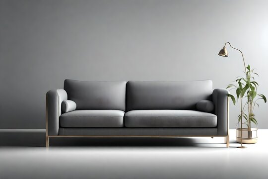 Grey sofa isolated on a white background 3d render