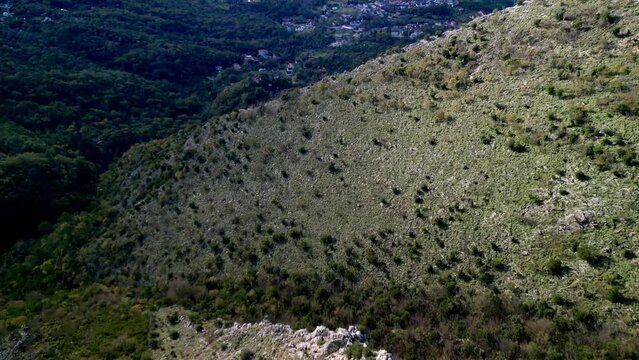 Mountains near Tivat in Montenegro from a drone