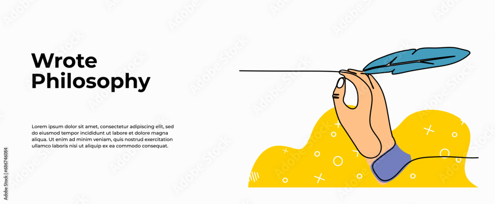 Poster vector illustration of write. modern flat in continuous line style.