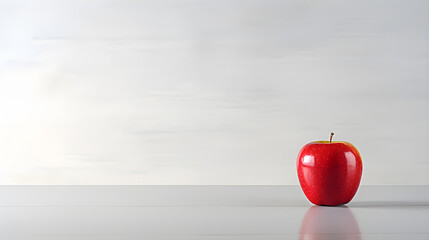 Apple placed near a white wall food photography 