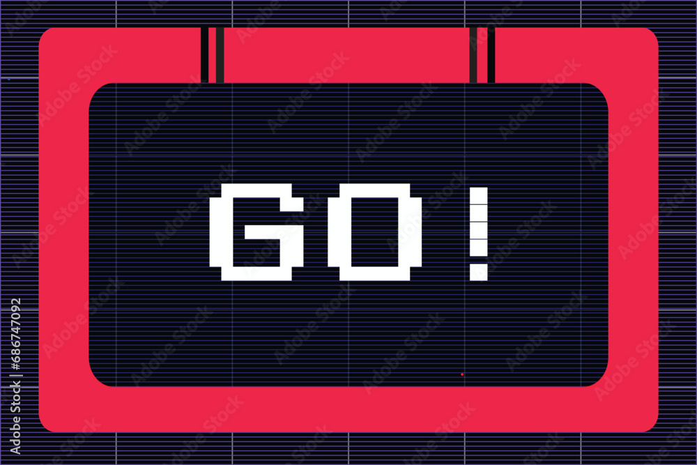 Poster go .pixel art .8 bit game. retro game. for game assets in vector illustrations.