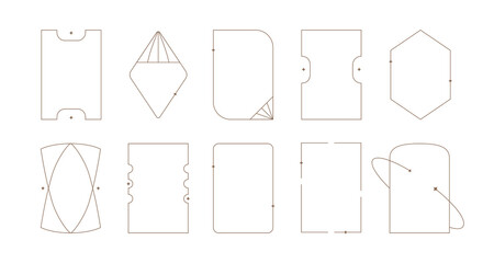Modern minimalist line bohemian frames set. Y2k style arches, geometric shapes