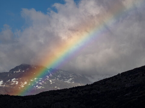 Rainbow from Grey Lake in Torres del Paine National Park; Patagonia, Chile