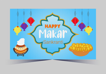 vector indian makar sankranti festival and web banner template