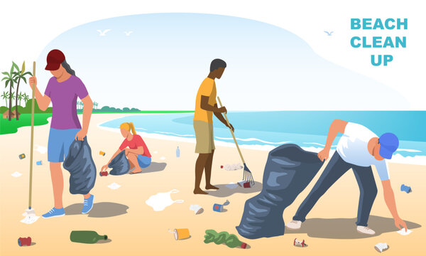 Beach clean up vector concept