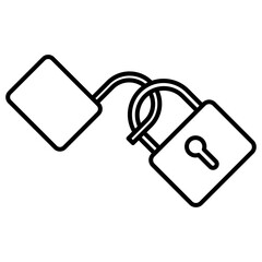 padlock key line icon