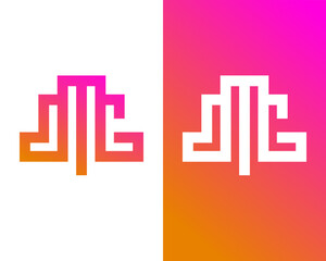 JMG letters monogram geometric shape technology logo design.

