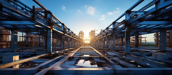 Steel structure for high building construction with clear sky