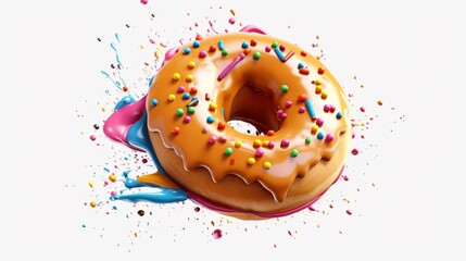 photography of a donut with glaze and sprinkles Ai Generative