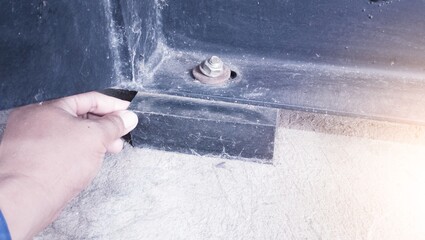 Rubber mounting  on the generator engine frame.