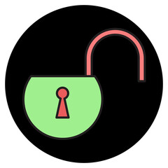padlock key color icon