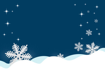 Fototapeta na wymiar Blue Christmas background with snowflakes and stars