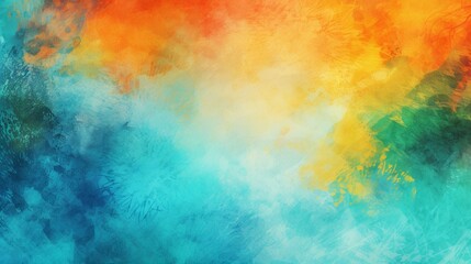 close-up of this vibrant tropical color palette. The iridescent grunge painting texture in blue, green, and orange transforms this abstract banner header design into a work of art.