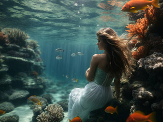 Mermaid Beautiful Girl Underwater Dress