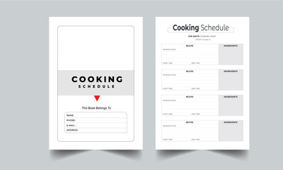 Cooking Schedule Planner Design Layout template with Cover Page design layout