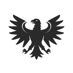 Hawk logo. Eagle silhouette for Coat of Arms. Heraldic symbol. Falcon crest logo. Vector illustration