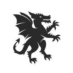 Obraz premium Dragon Crest logo. Dragon silhouette for Coat of Arms. Heraldic symbol. Dragon logo. Vector illustration