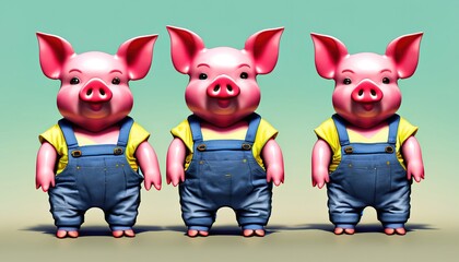 The characters from the tale of the three little pigs. Generative AI - obrazy, fototapety, plakaty