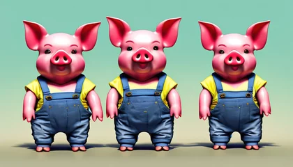 Foto op Canvas The characters from the tale of the three little pigs. Generative AI © juanorihuela