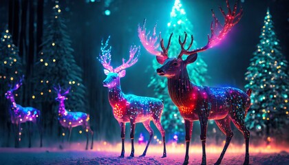 3d christmas crystal deers