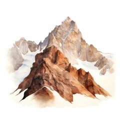 Watercolor rocky mountain single white background. AI generate illustration