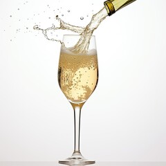 White wine being poured in the wineglass