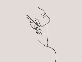  Outline portrait of a woman in contemporary abstract style.