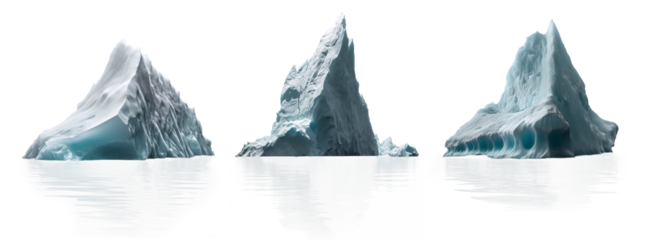 Iceberg - Set of transparent PNG Icebergs - with water reflection shadow ripples 