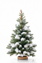 pine or spruce tree with snow on transparent background 