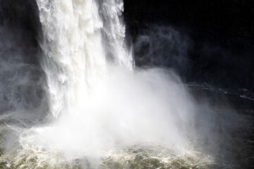 Close-up view of the gushing water of the Palouse Falls in Palouse Falls State Park; Washington, United States of America