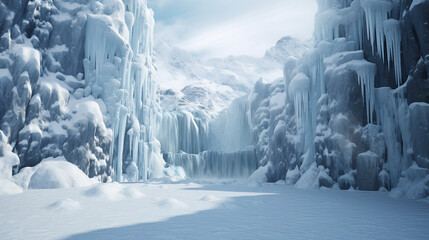 Frozen Waterfall in Winter Wonderland Background