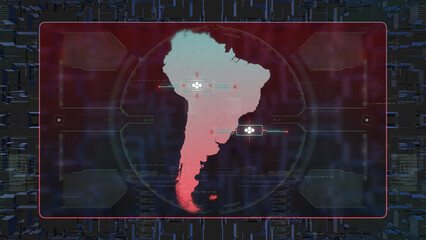 South America Digital HUD UI Map