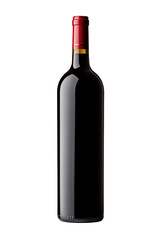 Mockup red wine bottle without label isolated on a clipped PNG transparent background