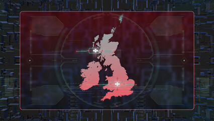 Great Britain Digital HUD UI Map	