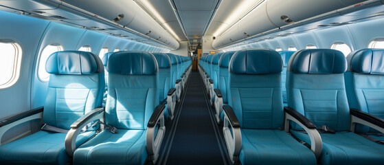 Reiseerlebnis pur: Neue Flugzeugsitze aus verschiedenen Blickwinkeln - obrazy, fototapety, plakaty