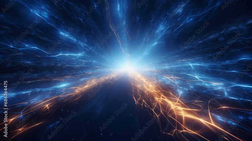 Poster abstract electric spark trails in a futuristic background