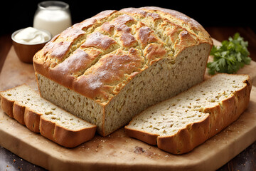 sliced bread on a wooden board
