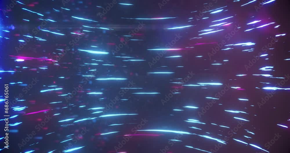 Poster animation of glowing lines moving in circular motion against black background