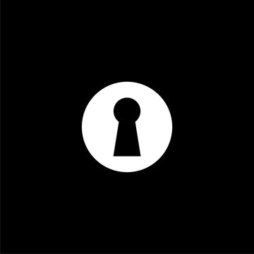 recommend clip art:  Key hole icon on modern outline style isolated on black