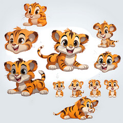 Obraz premium Dibujo infantil de un bebé tigre