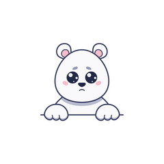 Cute polar bear with pleading look in cartoon style. Vector flat illustration