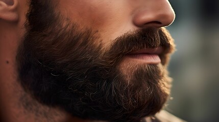 Obraz premium Modern Masculine Beard Detail, detailed, close-up, man's jawline, texture