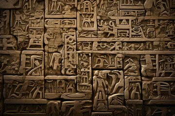Fototapeta na wymiar Intricate Pyramid Hieroglyphics, pyramid walls, detailed exploration, detailed exploration, historical landmark