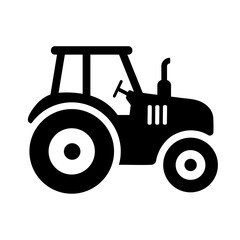 Tractor Icon On White Background. Farm Tractor Silhouette. Agricultural Vehicle Outline © ThumbDown