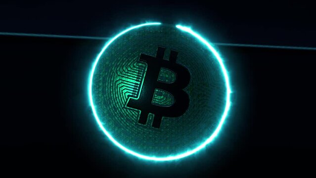Rotating bitcoin Coin 3D spinning golden bitcoin s