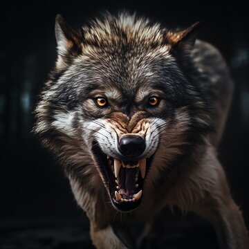 a wolf with its mouth open